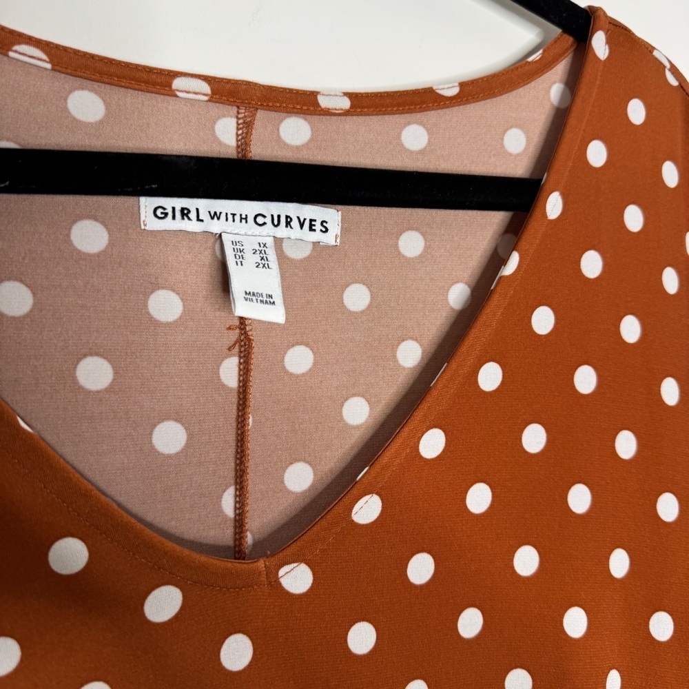 Girl with Curves Polka Dot V-Neck Midi Dress 1X - Picture 6 of 6
